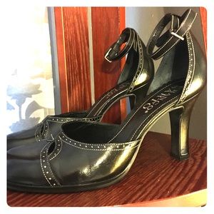 Franco Sarto Black Ankle Strap Heels